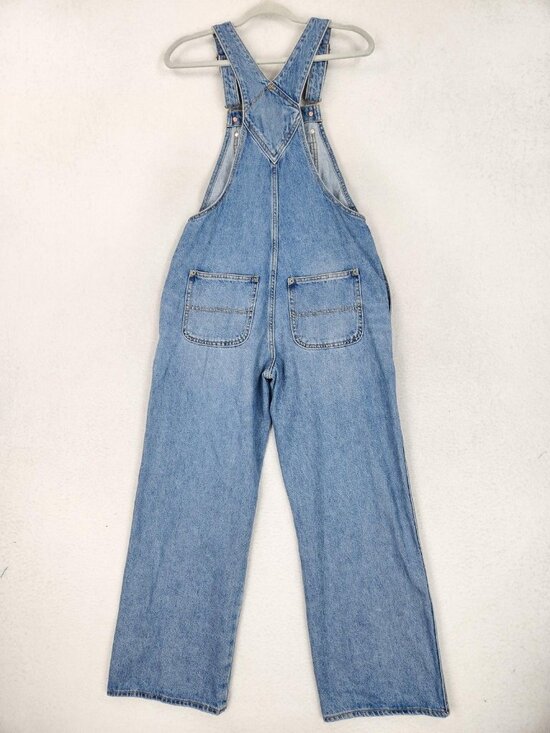 Old Navy Overalls Womens 2 Blue Baggy Wide Leg Denim Jean Bibs Casual NEW - Picture 7 of 10